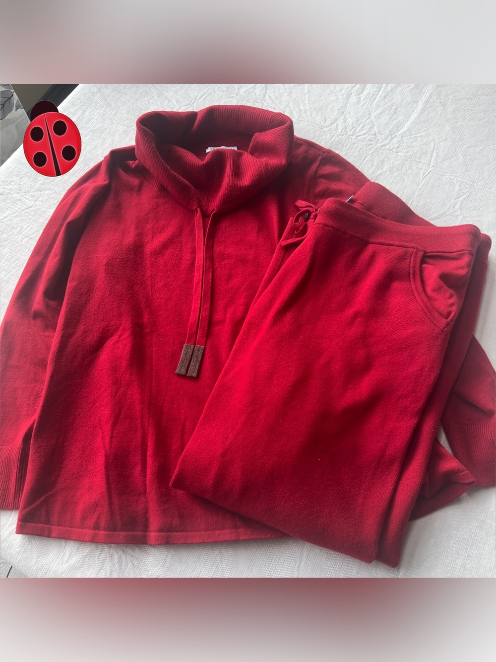 Chicos Cozy Red Knit Sweater and Pull-On Pants Set. Chicos size 3/xl